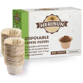 Her-kcup300-n Herisun 300 Count Disposable K Cup Filters Coffee Filter Paper For Keurig Brewers Si