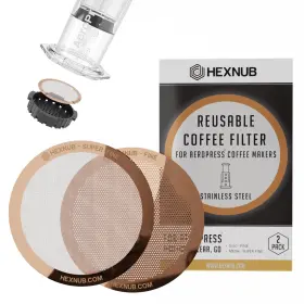 Hexnub 060894650144 Reusable Metal Filters For Aeropress Coffee Maker Stainless Steel Filter F