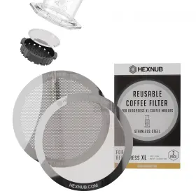 Hexnub 060894650175 - Reusable Metal Filters For Aeropress Xl Coffee Maker Stainless Steel