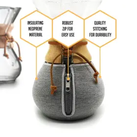 Hexnub 767571525898 Chemex Cozy - For 10 Cup Collar And Handle Coffee Pour Over Maker Keep #3