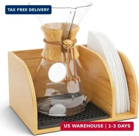 Che001 Hexnub Caddy For Pour Over Coffee Makers Bamboo Stand Fits Chemex Bodum Cosori Carafe