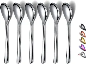 T271s-ts-6p Homquen Demitasse Espresso Mini Spoons 5.5ftft Stainless Steel Set Of 6 1. Silver