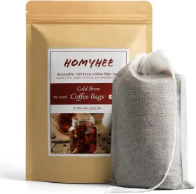 Homyhee 445024084040 No Mess Cold Brew Coffee Filters - 100 Count Disposable Fine Mesh Brewing Bags F