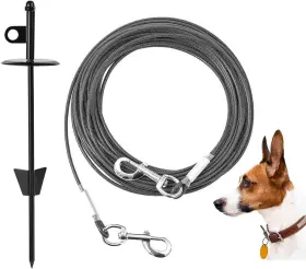 With16 Housewares Solutions 313023979964 Dog Tie-out Cable And Stake 50ft Heavy Duty For Dogs Ground