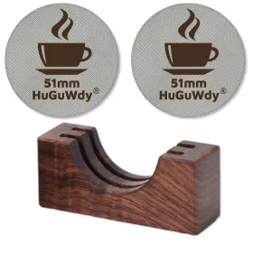 Huguwdy0016546 Huguwdy 2 Packs Espresso Puck Screen 51mm With Walnut Stand 1.7mm Thickness 150 M Me