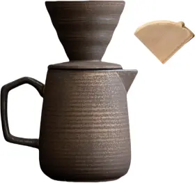 20240621 Hyaxgm Pour Over Coffee Maker Ceramic With 100 Pcs Paper Retro Gold