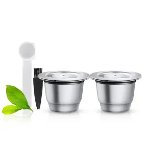 I Cafilas 741376985118 Set Of 2 Stainless Steel Crema Espresso Reusable Capsule Coffee Pods For Refi