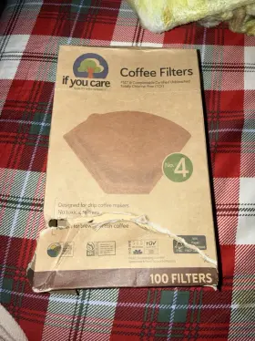 838255 If You Care No. 4 Cone Compostable Unbleached Coffee Filters 100 For Drip
