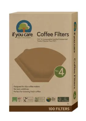 88710 If You Care # 4 Cone Shaped Unbleached All Natural Compostable Coffee Filters 100 Count