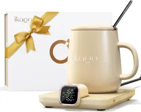 Ikago 199284054653 Electric Temperature Control Heated Mug For Desk With Auto Shut Off Beige