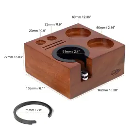 Ikape 768523347551 Espresso Tamper Holder Wooden Coffee Station Base Natural Walnut Esp #2