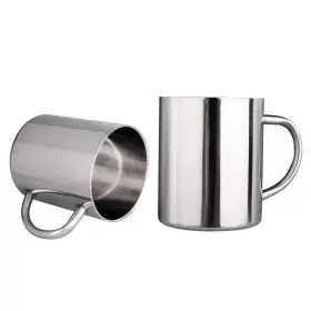 117211 Imeea Coffee Mugs Unbreakable Double Walled 2 Count Pack Of 1 Silver