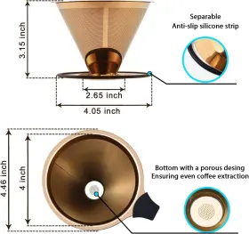 Cd-m002 Insintar Pour Over Coffee Dripper Stainless Steel Drip Cone Brew Filter #2