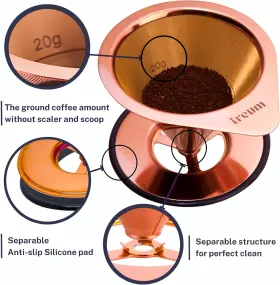 Rg-001 Ireum Gourmet Pour Over Coffee Maker - Stainless Steel Dripper With Twill-mesh #3