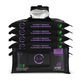 Jyjz 860011939726 Flushable Wet Wipes 6 Pack 288 New And Improved Lavender Disposabl