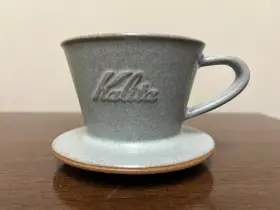 01105 Kalita #01105 Wave Coffee Dripper Mino 155 Sand Grey High Heat Retention Pottery