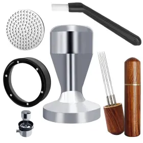 Yin-5p-hq Kcjlhgt 5 Pcs 51mm Espresso Tamper Set With Wdt Tool Dosing Funnel Puck Screen Silver