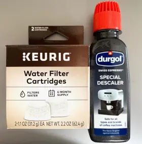 109964 Keurig Water Filter 2 Cartridges And Durgol Swiss Espresso Special Descaler New
