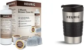 Keurig 445030856891 3-month Brewer Maintenance Kit 7 Count And Travel Mug Fits K-cup Pod Coffee Maker