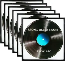 Keurig 711181663174 Record Album Frame 6 Pack 12.5x12.5 Inch High Glossy Black Fits Vinyl L