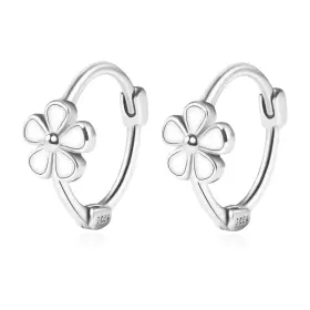 Keurig 744110260953 Sterling Silver Hoop Earrings For Women Girls Dainty White Daisy Flower Ear