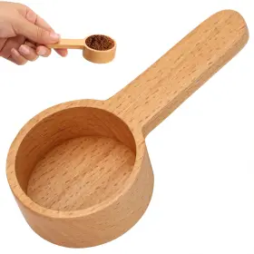 14082025 Kh866 Wooden Coffee Scoop Measuring Spoon For Ground Beans Or Tea Medium Silver