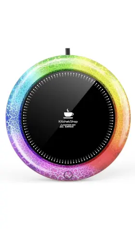 Kitchekshop 795629506940 Coffee Mug Warmer With 7 Led Color Lights Fast Heating And High Temp Auto On