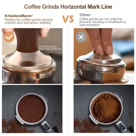 Kitchenboss 897127826370 Coffee Tamper 51mm Espresso Metal Pressure Wooden Co #3