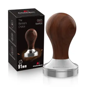 Kitchenboss 897127826370 Coffee Tamper 51mm Espresso Metal Pressure Wooden Co