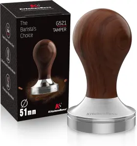 G521wn51us Kithchenboss Coffee Tamper 51mm Espresso Metal Pressure Wooden