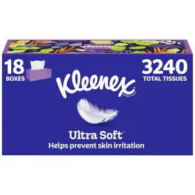 Kleenex 10036000597360 Ultra Soft Facial Tissues 18 Flat Boxes 180 Per Box 3ply 3