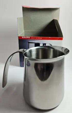 Krups 010942107750 Frothing Pitcher 12 Oz Italian Style Stainless Steel New