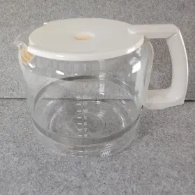 035o-70 Krups Glass Coffee Carafe T12 Aroma White Handle 12 Cup Vintage With Lid #3