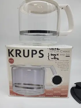 F035o-42 Krups Compact Aroma 12 Cup Glass Carafe F035 White Handle -blk And Whte Lid Incld #3