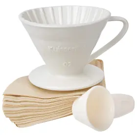 Kuissential 728028225440 Ceramic Pour Over Coffee Dripper Size 02 -includes 40 Filters And Scoop