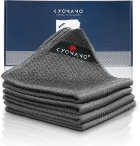 Few43 Kyonano Espresso Accessories - Barista Micro Cleaning Towels 4 Pack Black