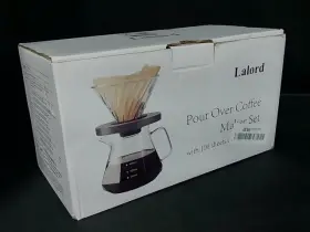 Lalord 705353310508 Pour Over Coffee Maker 600ml Glass Carafe With V60 Paper Filters
