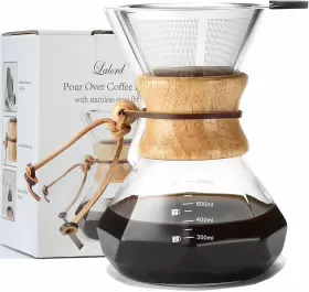 Zsmp-2 Lalord Pour Over Coffee Maker With Stainless Steel Filter 20 Oz Clear