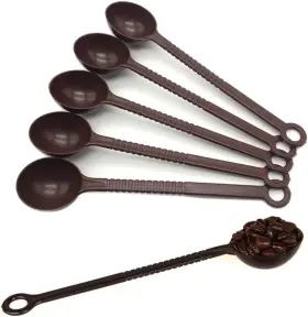Lw1898c Lasenersm 30 Pieces Plastic Long Handle Coffee Measuring Spoon 4 X 21cm Dark-brown