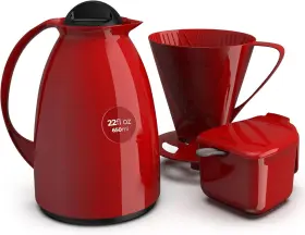 8.1.121exp Lcg Eletro Thermal Coffee Carafe Portable Kit With Filter Sugar Bowl Lid Red