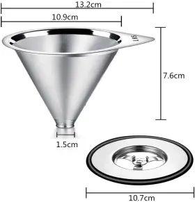 Lhs 604213322517 Pour Over Coffee Dripper Stainless Steel Filter Metal Cone Pape #3