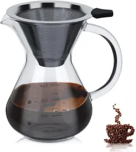 Liyjtk4trumc17e2 Liyjtk Pour Over Coffee Maker Set With Reusable Stainless Steel Drip Filter Black