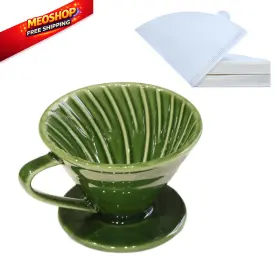 01-green Lonmuseum Ceramic Pour Over Coffee Dripper 4.8 3.9 3.15 Inches Green