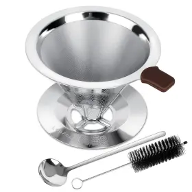 Lf20-02-115hs Loofore Pour Over Coffee Dripper Stainless Steel Filter Metal Cone