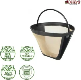 Db023 Luminoa Gold Tone #4 Cone Style Reusable Coffee Filter Fits 8-12 Cup 1-pack #3