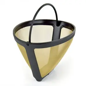 Db023 Luminoa Gold Tone #4 Cone Style Reusable Coffee Filter Fits 8-12 Cup 1-pack
