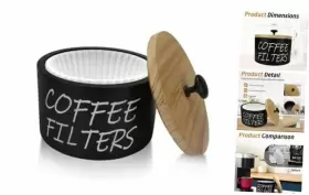 Lzsnh-03 Lvacodv Coffee Filter Holder Wood Storage With Lid Black