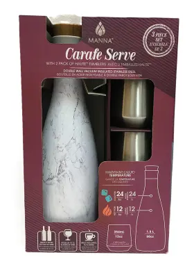 Manna 848974178598 Carafe Serve Double Wall Insulated Stainless Steel Set Nib