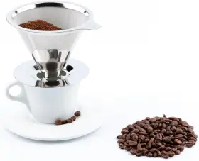 Maranello Caff 644391762866 Pour Over Coffee Dripper Stainless Steel Reusable Drip Cone Coff #3