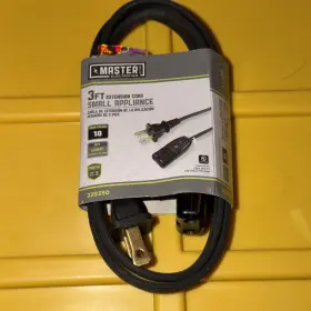 Master Electrician 09303me Miniature Plug Appliance Cord Black 3-feet New